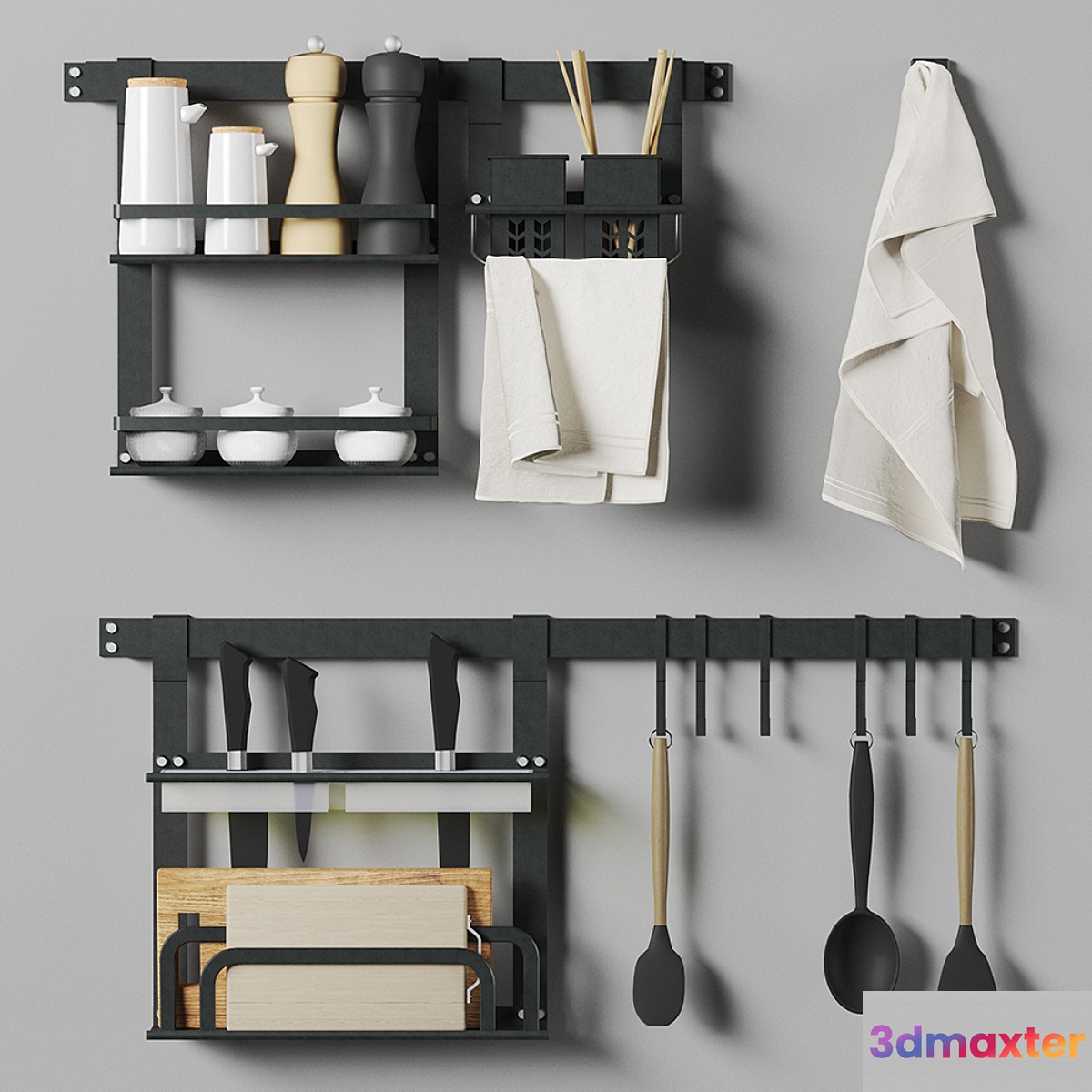 Kitchen storage system with decor 3D Max