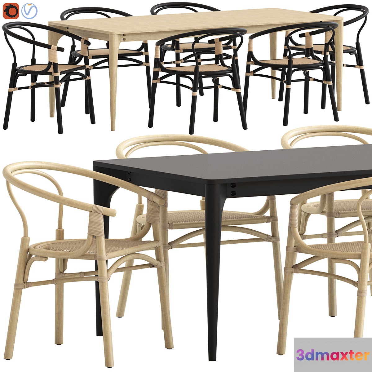 Globewest Avery Maja Armchair and Huxley Curve Table 3D Max