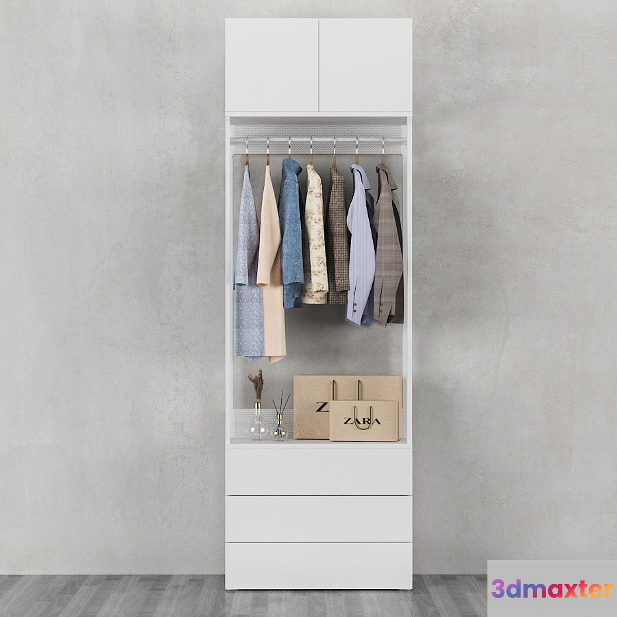 Ikea | Ophus Wardrobe 2-Door and 3 Drawers 3D Max