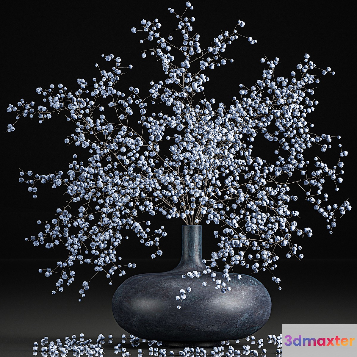 A beautiful lush little bouquet in a vase with branches of blue blueberries. Set 95. - No.2