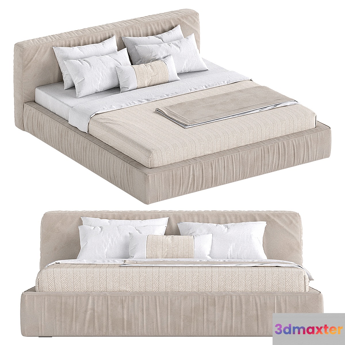 Jupiter slim bed in light 3D Max