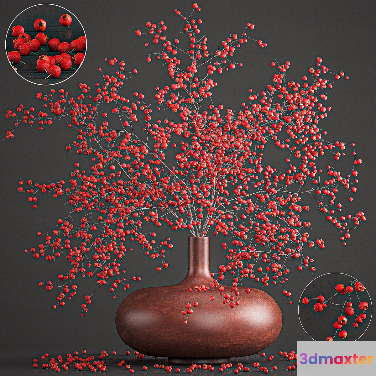 Bouquet 97. Branches berries. Branches berries vase natural decor red