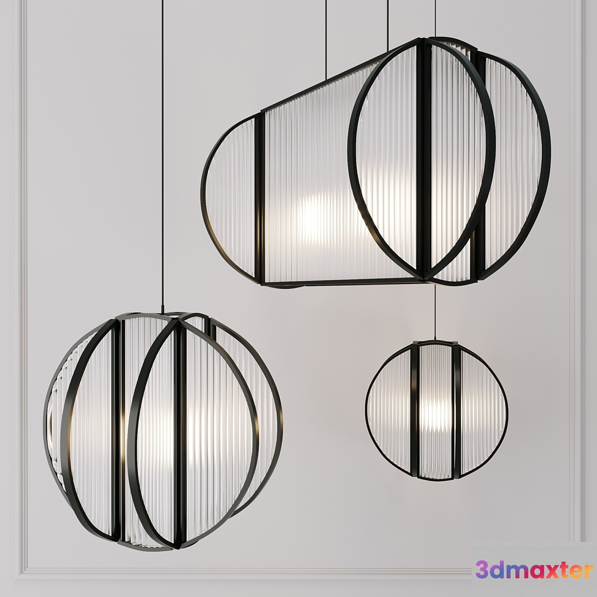 Corrugated glass chandelier