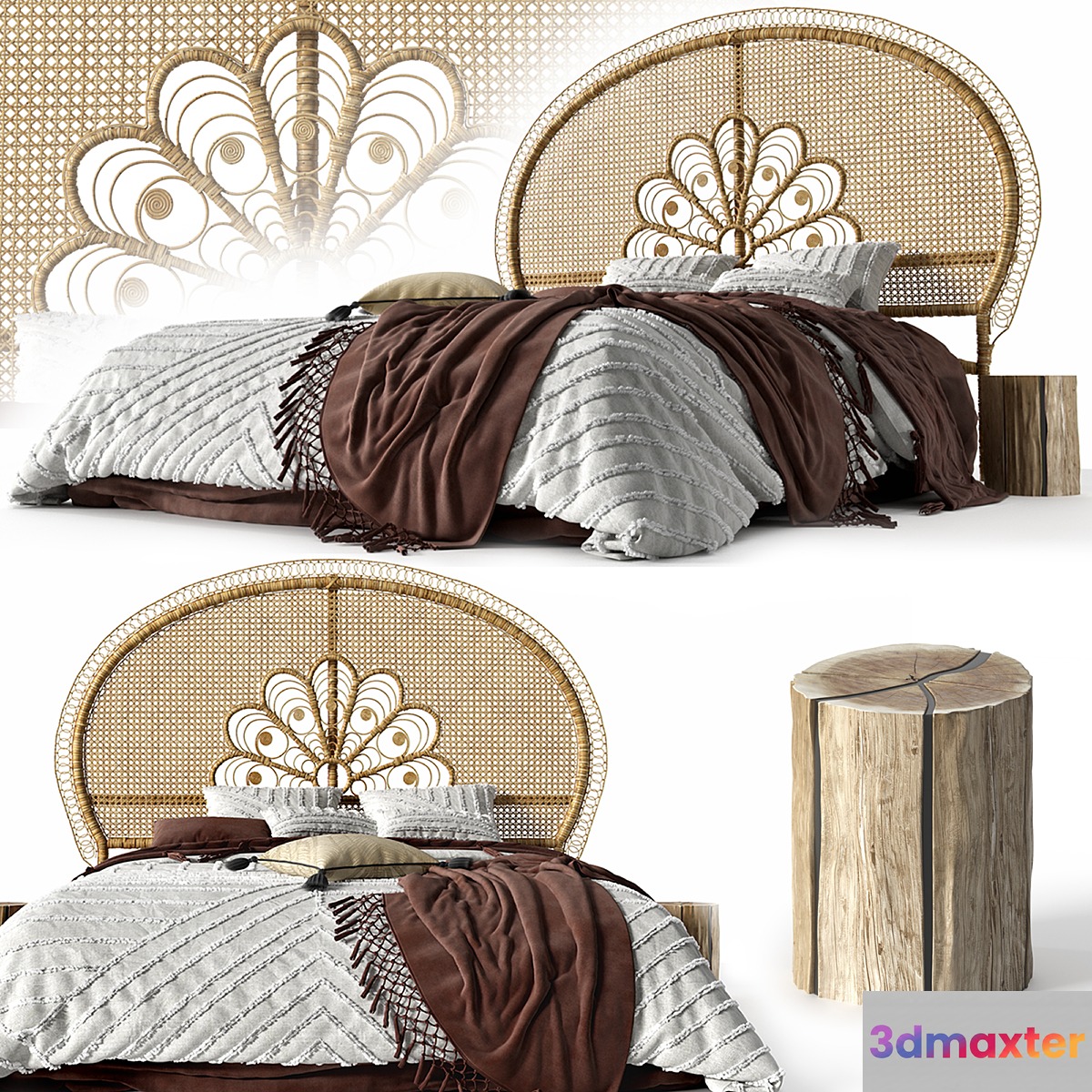 Home Republic Francis Rattan Honey Bedhead 3D Max