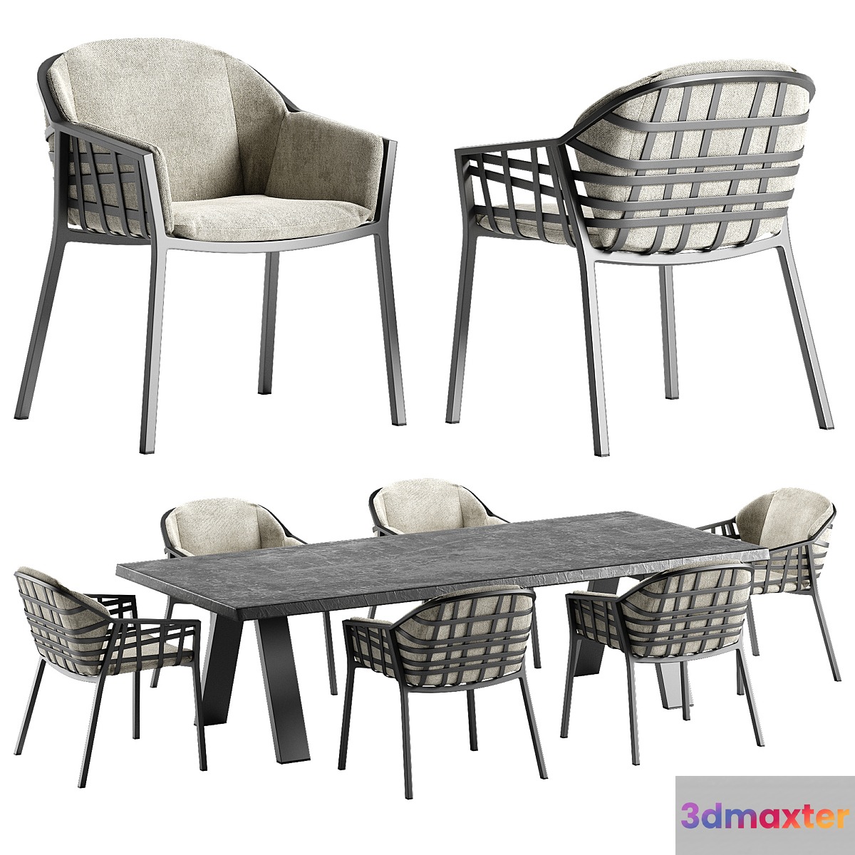 Solpuri Basket chair Rock table set Solpuri Basket chair Rock table set