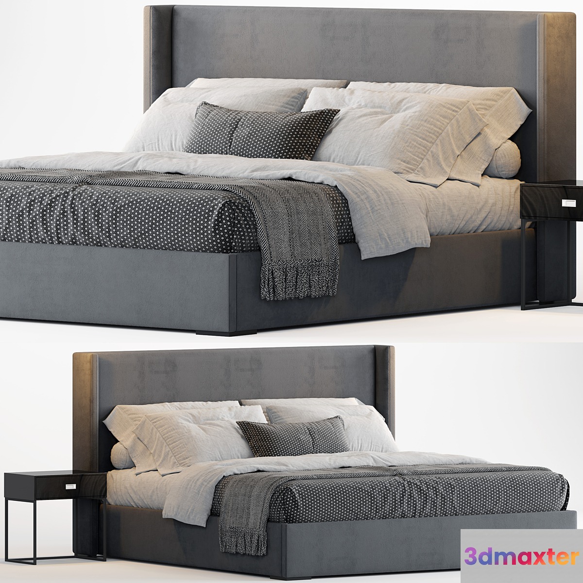 RH Lawson Shelter Nontufted Fabric Bed 3D Max