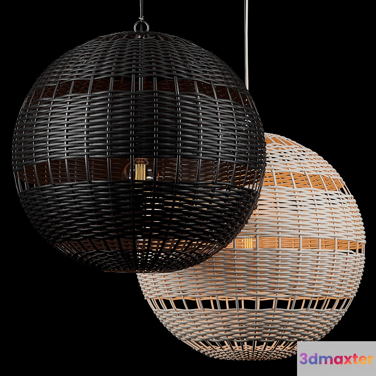 RH Montauk rattan round pendant - No.4