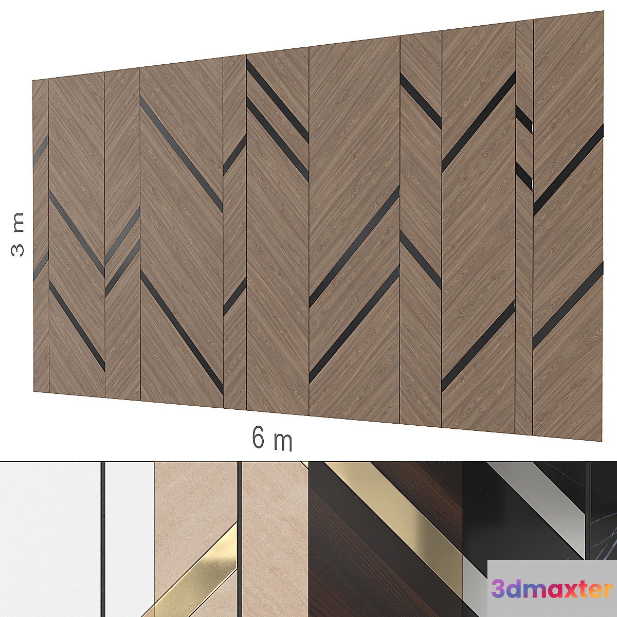 Decorative wall 267. (5 materials) 3D Max