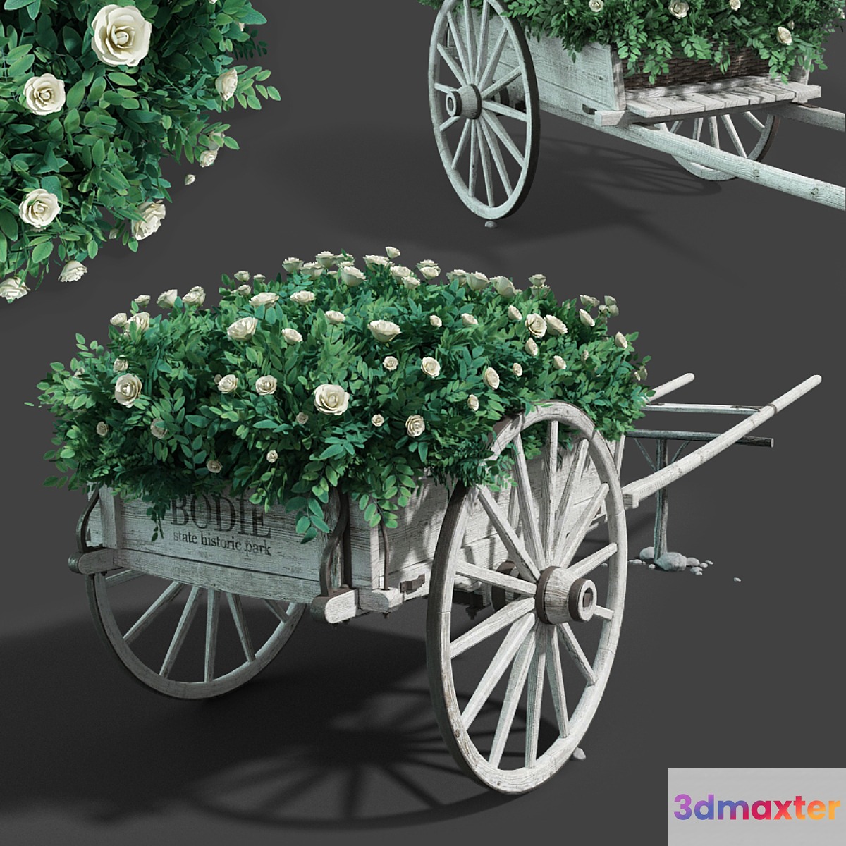 Cart with flowers 3D Max