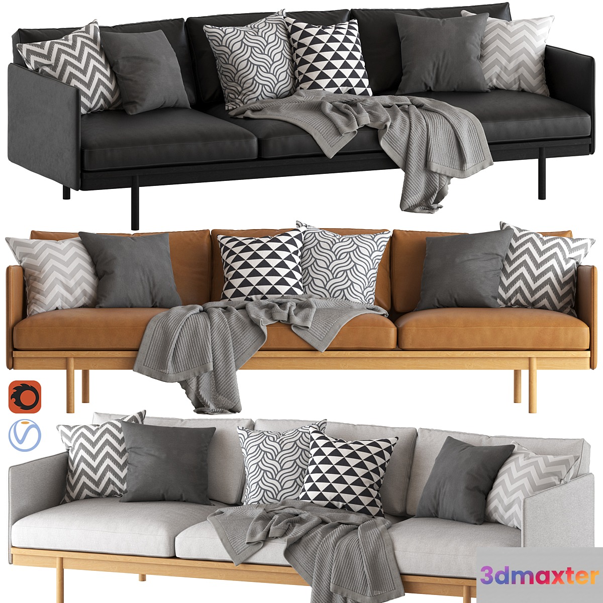 Globewest Tolv Pensive 3-Seater Sofa 3D Max