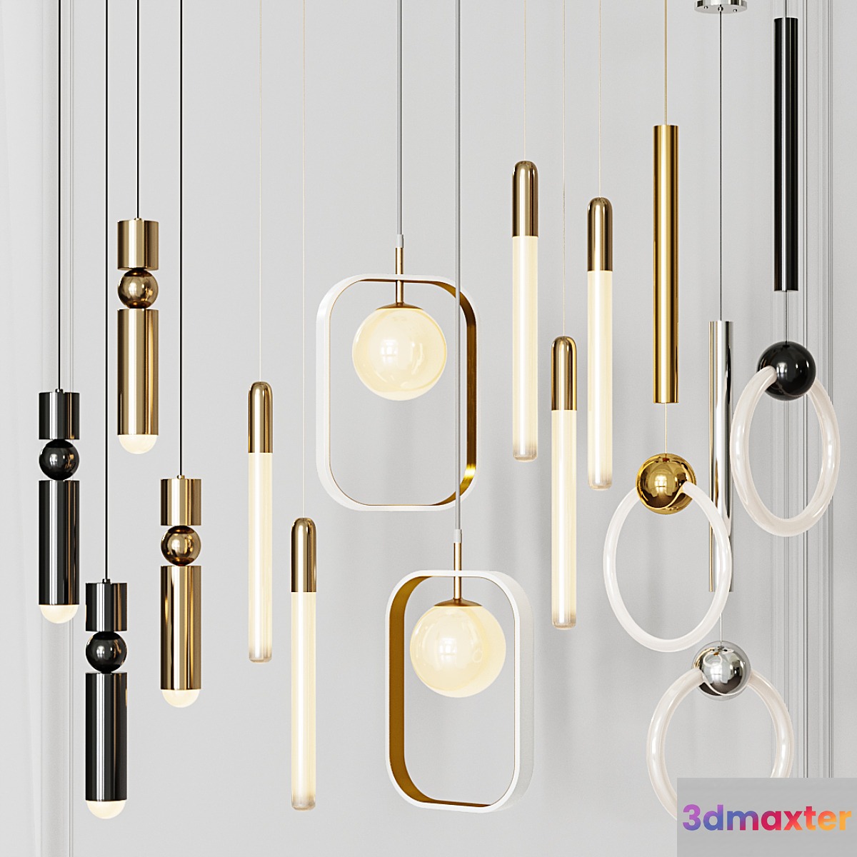Four Pendant Lights amazing set vol. 28 3D Max