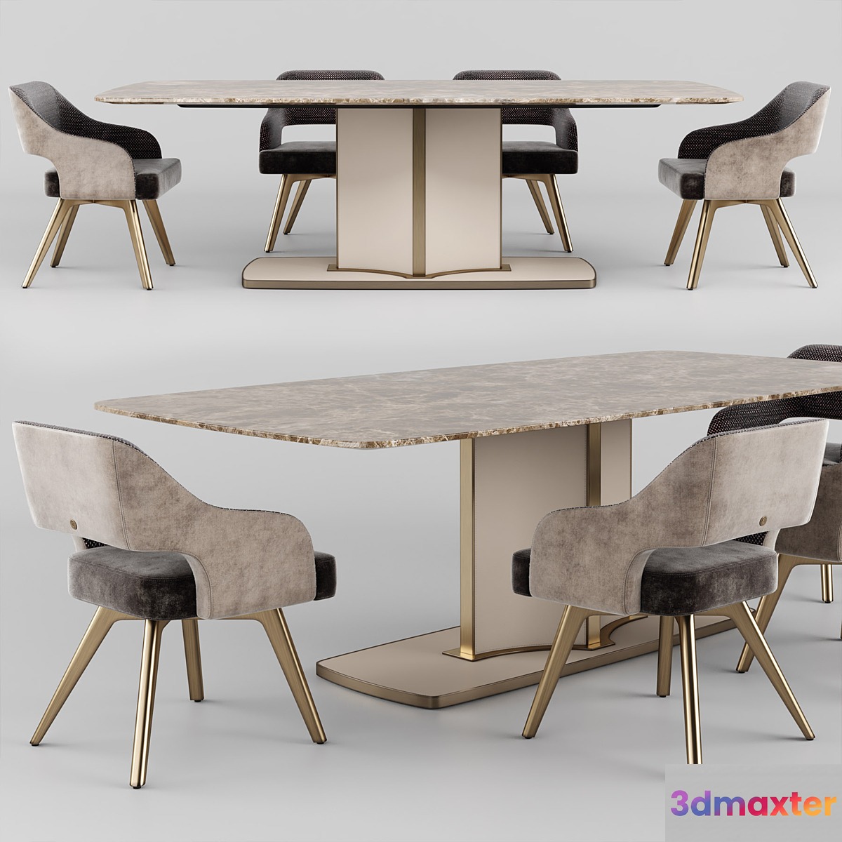 Cantori VOYAGE Rectangular table_ADRIA Velvet chair - No.2