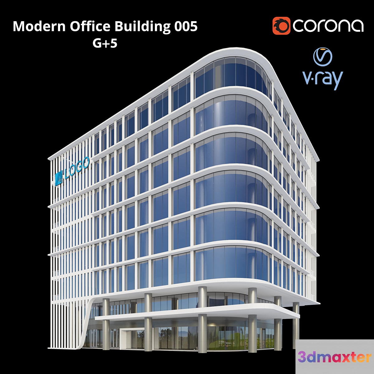 Modern Office Building 005 G + 5 3D Max