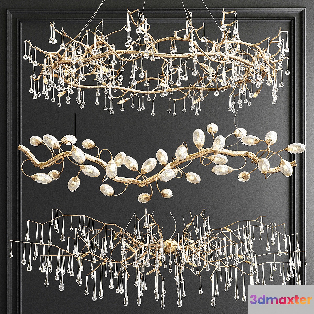 Serip Lotus Bijout Chandelier - 3 types 3D Max
