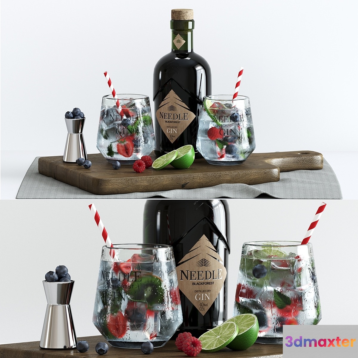 Decorative set with cocktails.