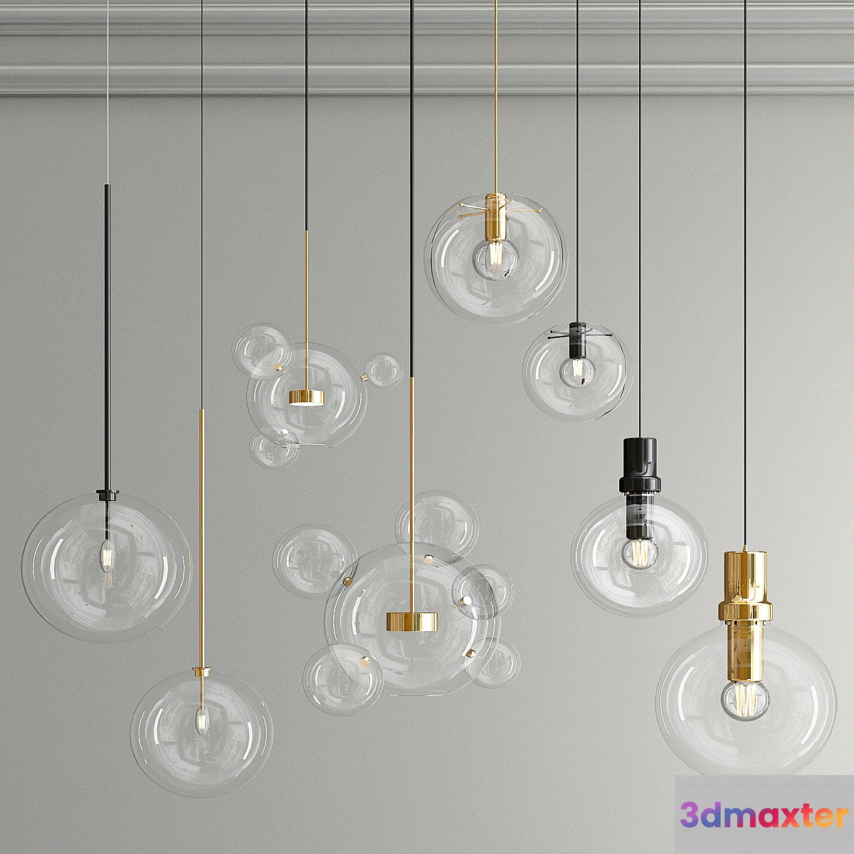 pendant glass collection 3D Max