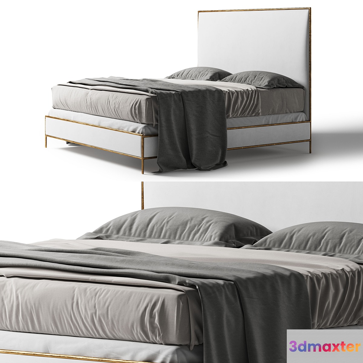 Restoration Hardware Thaddeus leather bed white 3D Max