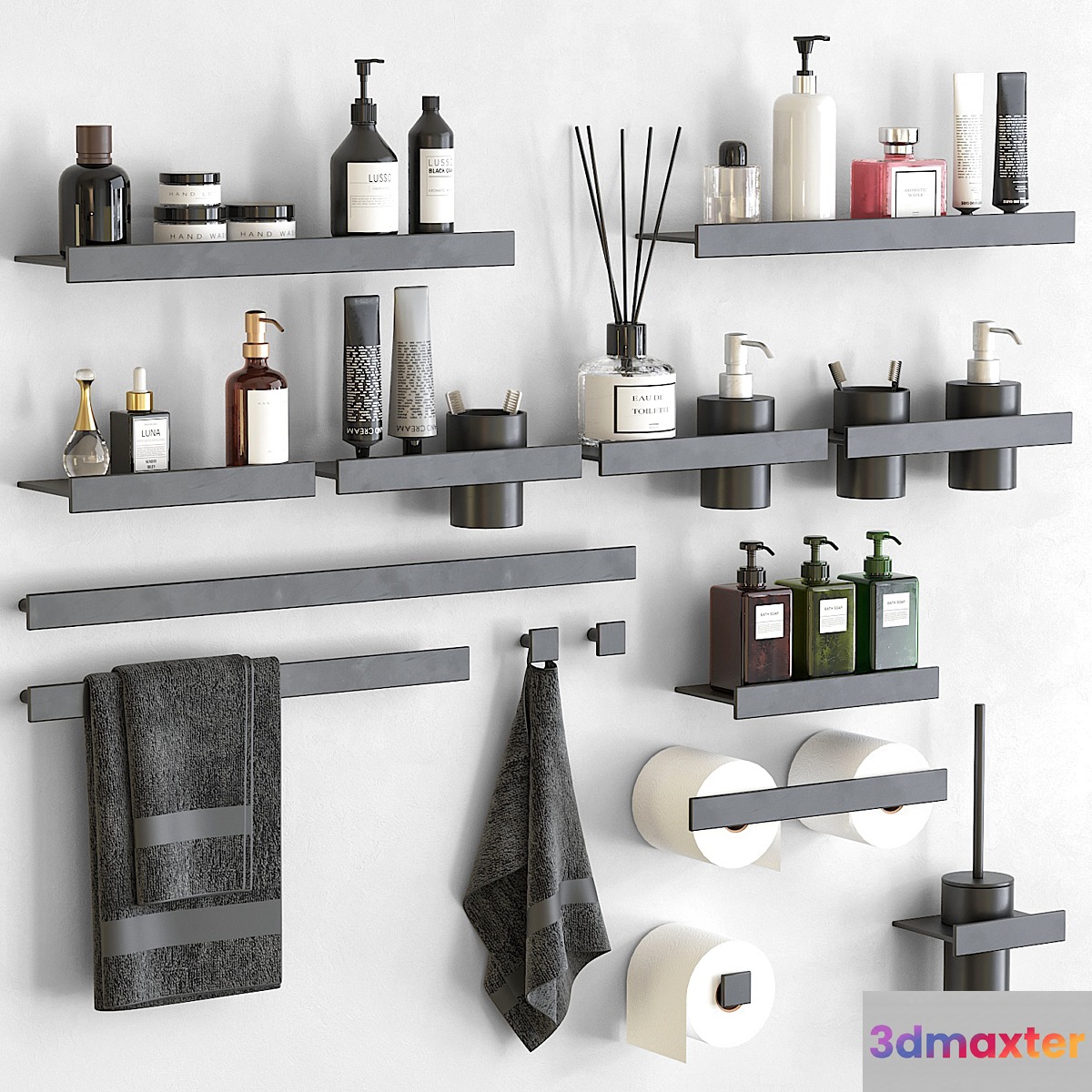 Stone bathroom accessories by REXA Design 3D Max