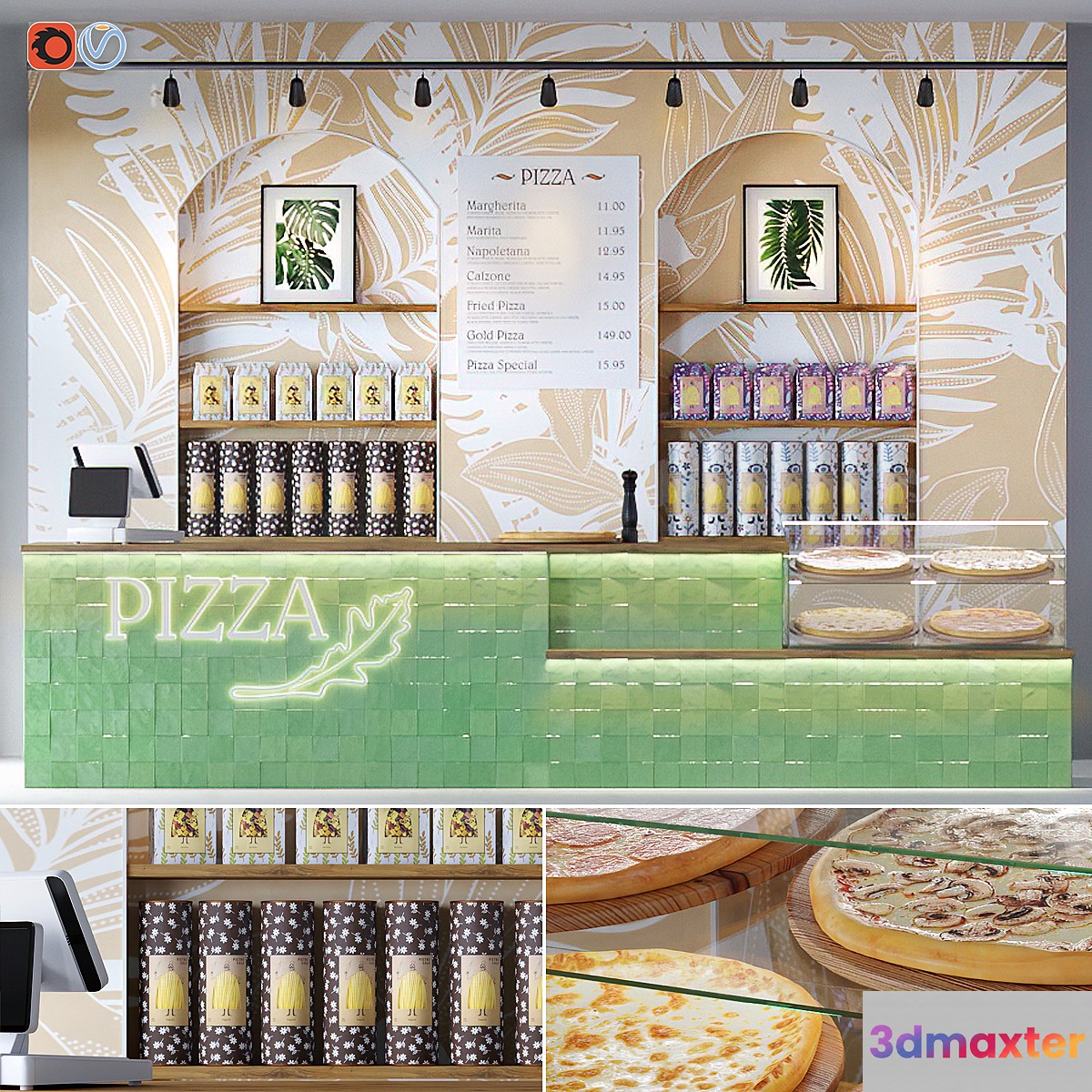 Cafe pizzeria 3D Max