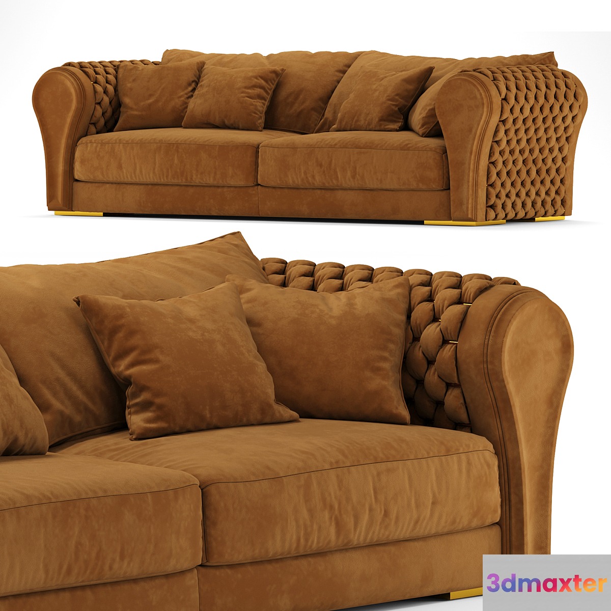 Taylor Llorente Furniture Luxury Leather Sofa Woven Leather brown - No.2