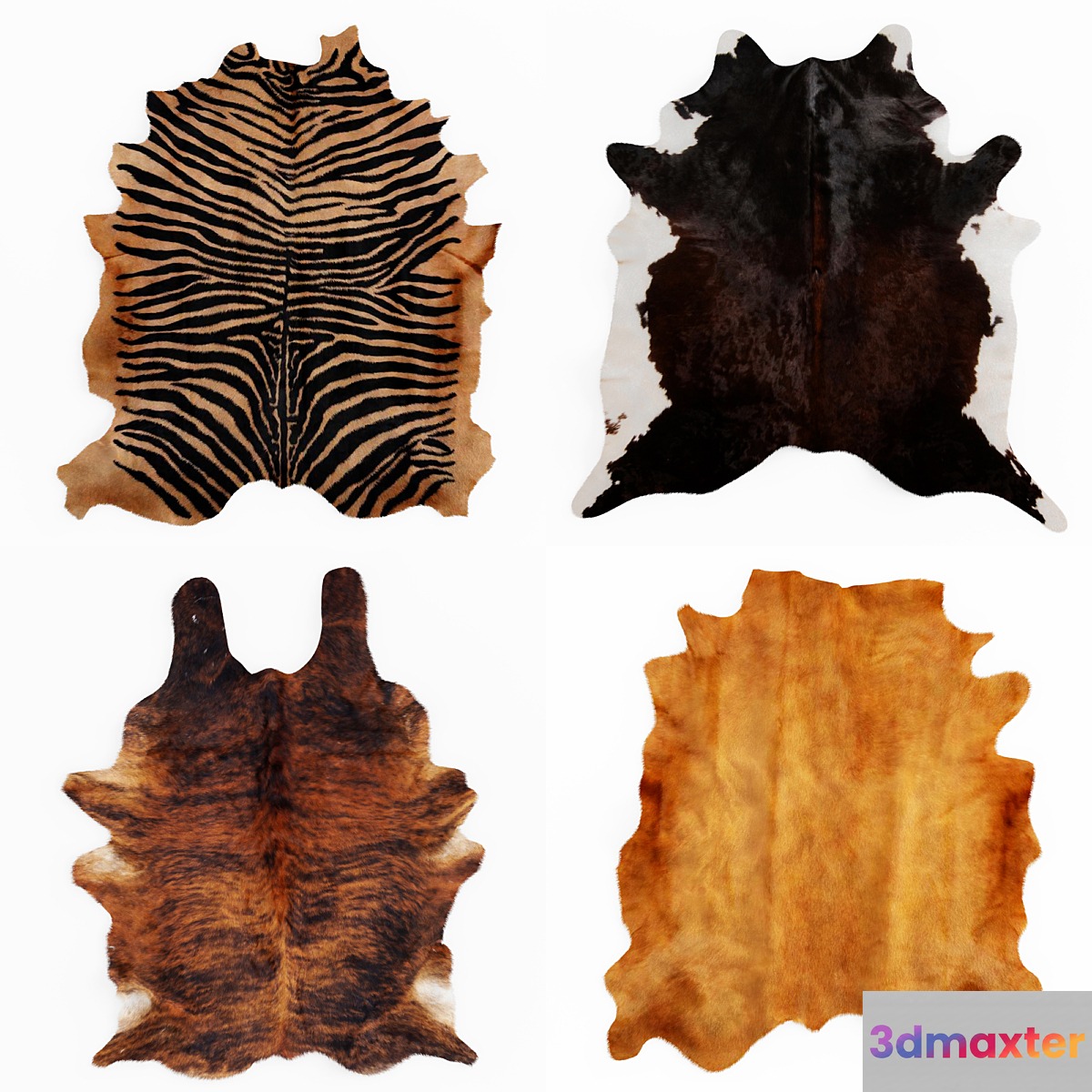 Four rugs from animal skins 03 3D Max