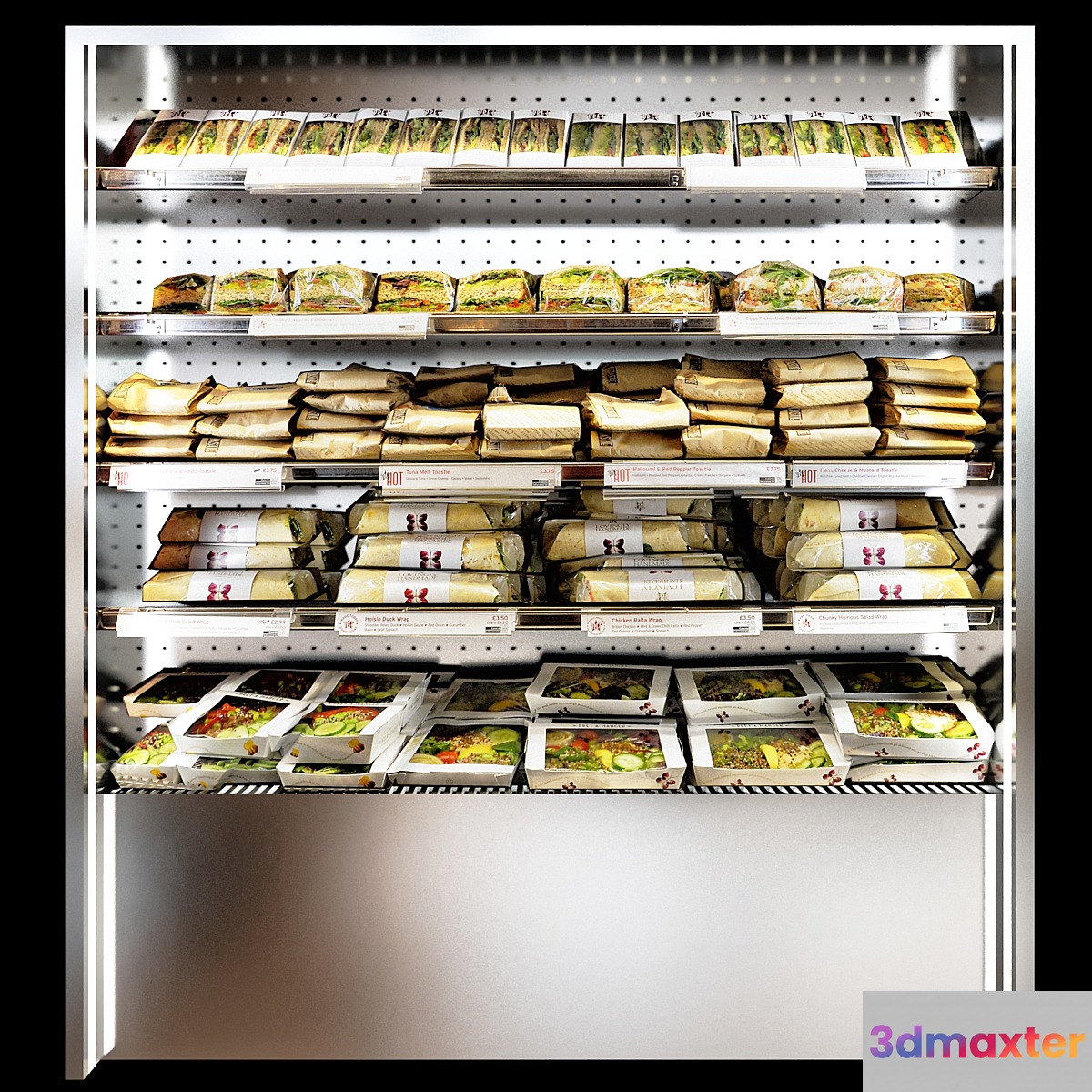 Shelves sandwiches and packed lunches 3D Max