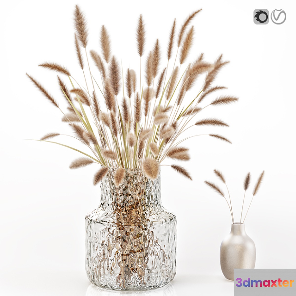 Dry flowers in glass vase 2 - No.2 3D Max