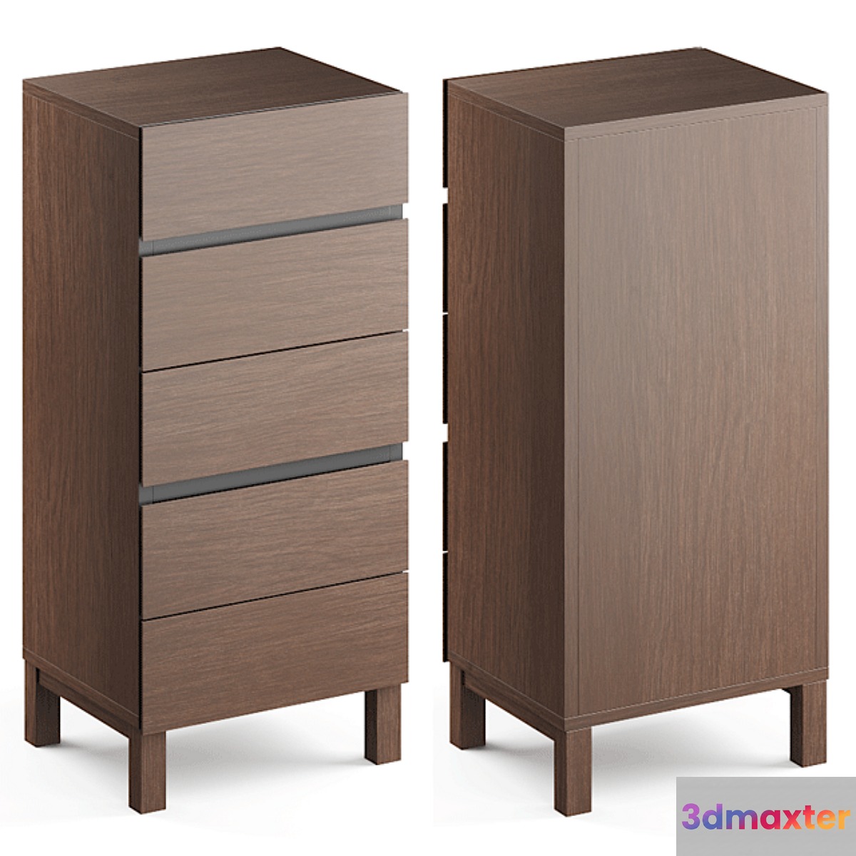 Xander Tall Chest Of Drawers Walnut 3D Max