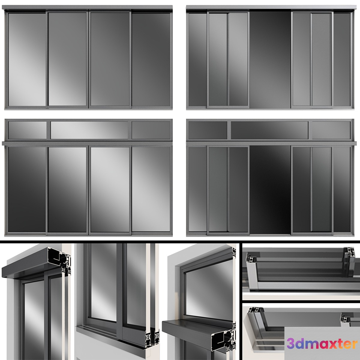 Sliding Metal Automatic Doors 3D Max