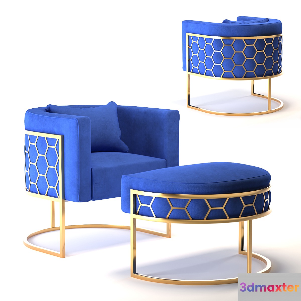 Alveare tub chair Brass 3D Max