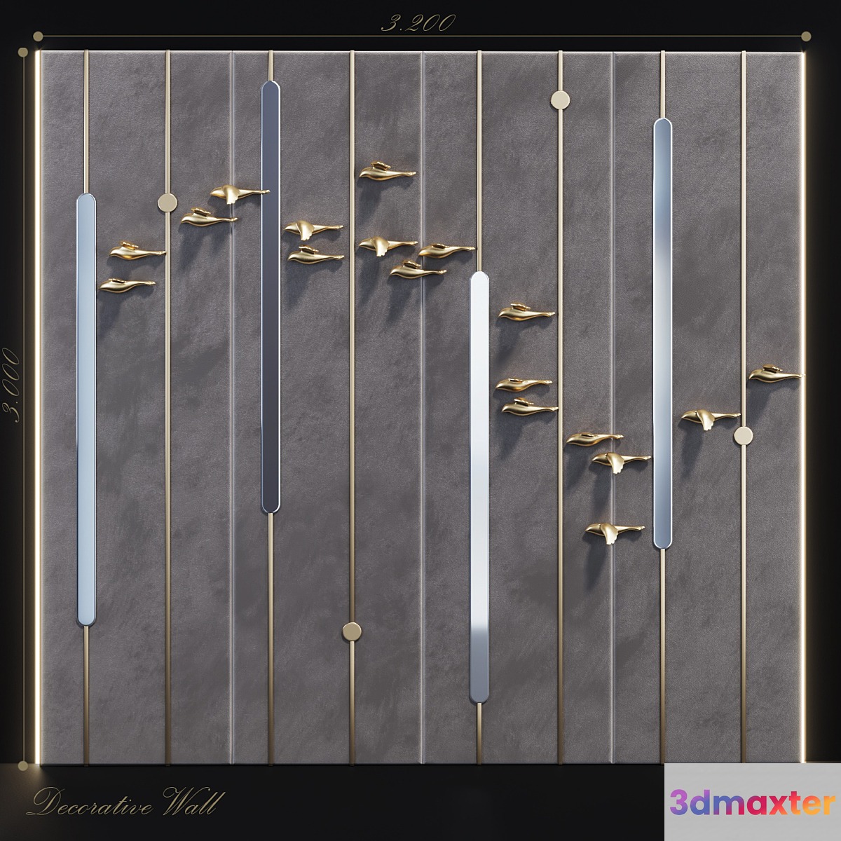 Decorative panel Birds Gold 9 - No.4