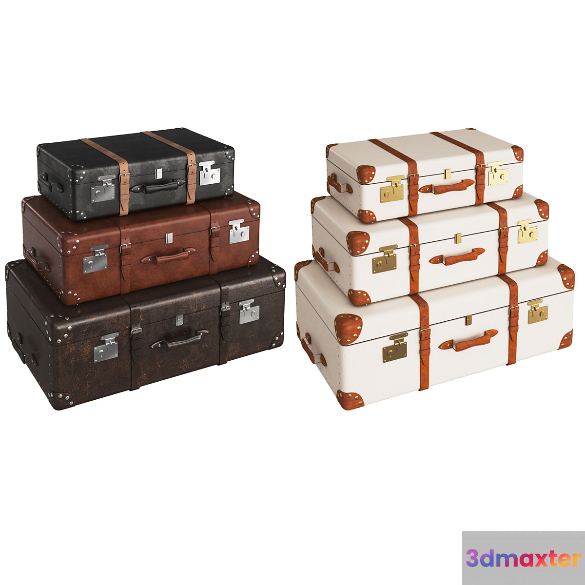 Suitcases retro 3D Max