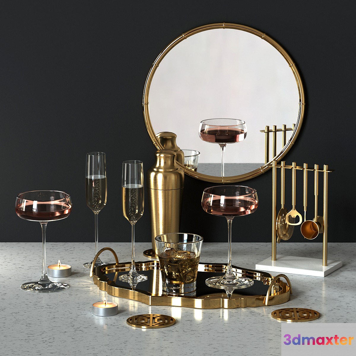 Decorative set with drinks and appliances - No.3