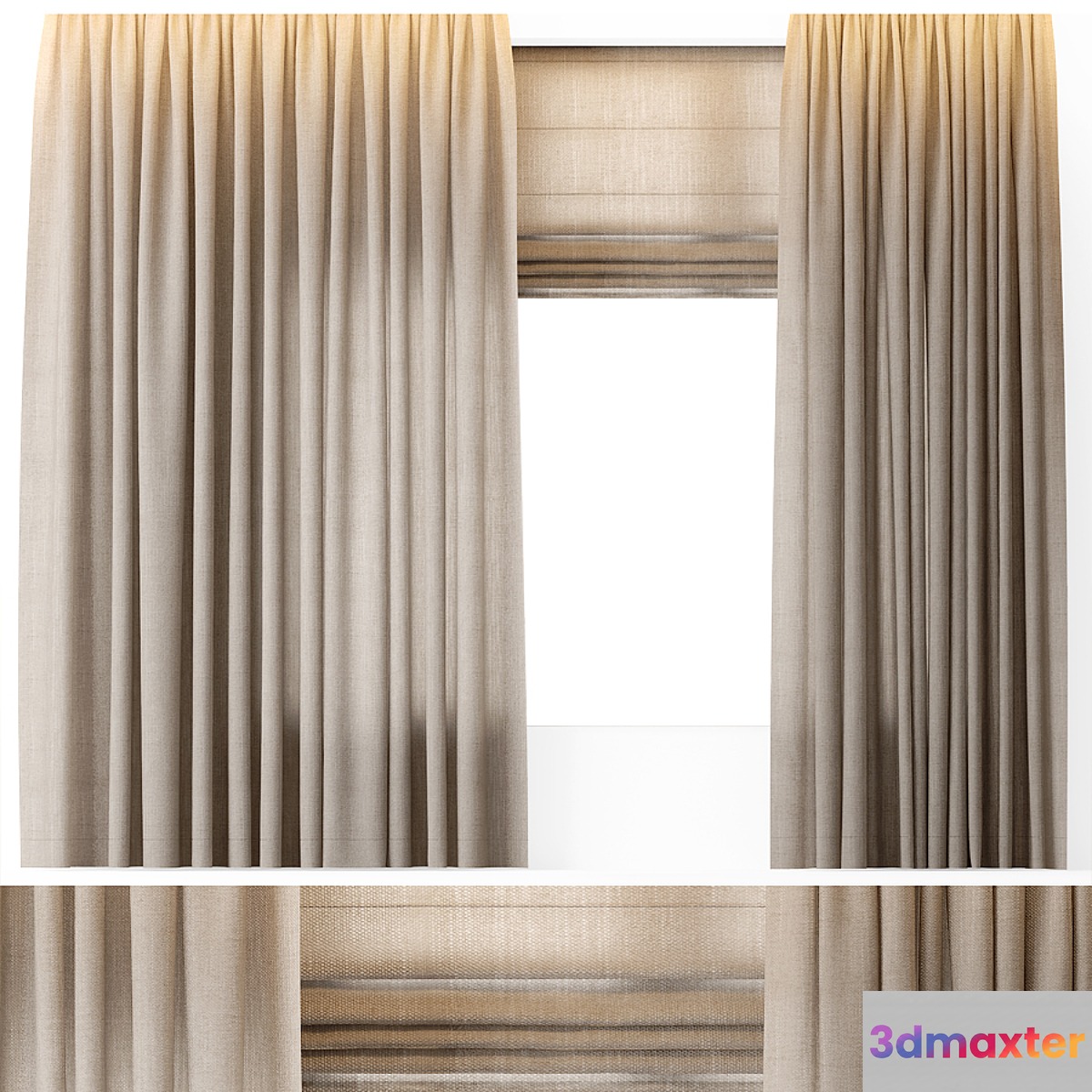 CURTAINS LINEN 3D Max