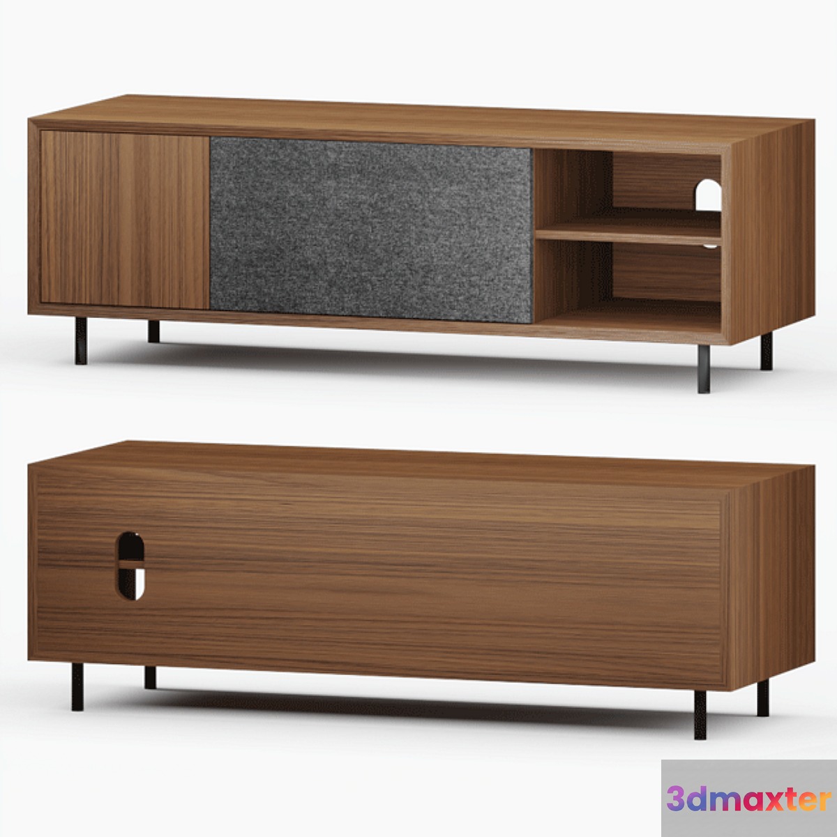 Luther Large Tv Stand Walnut 3D Max