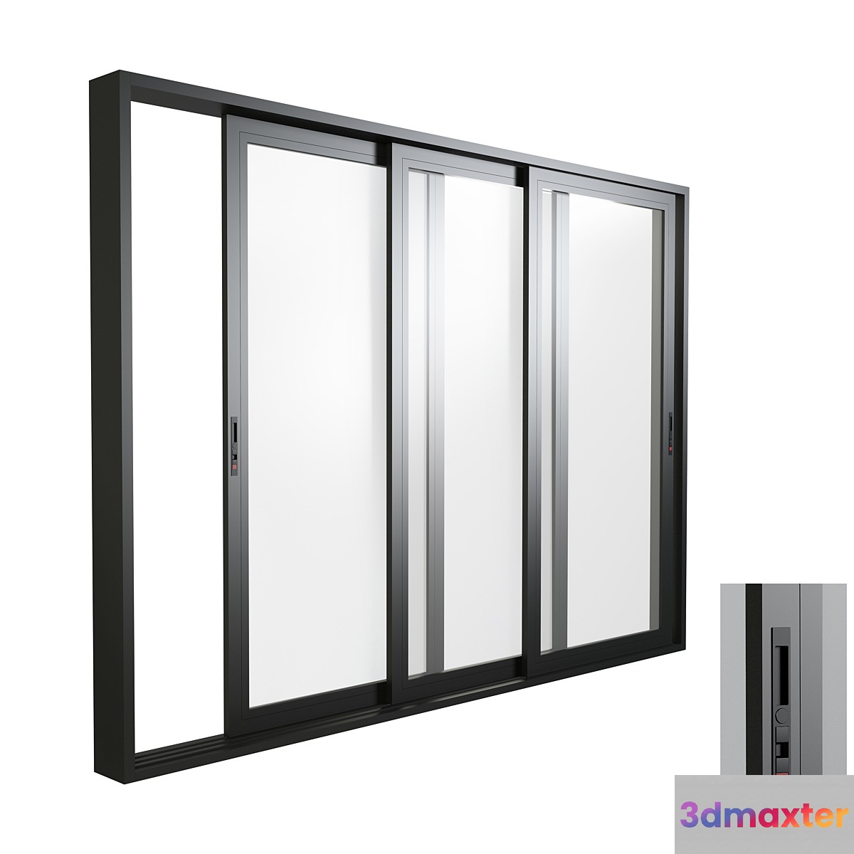 Aluminum Sliding Triple Door & Window 3D Max