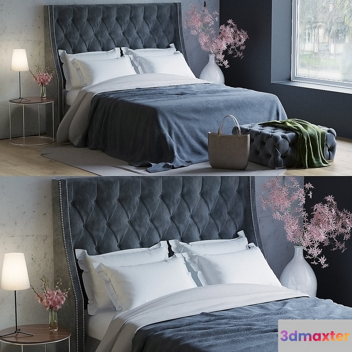 Tiffany bed decor 3D Max