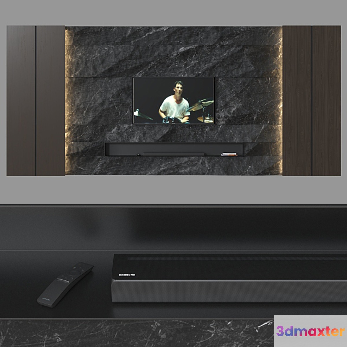 TV wall 034. (optimized) 3D Max