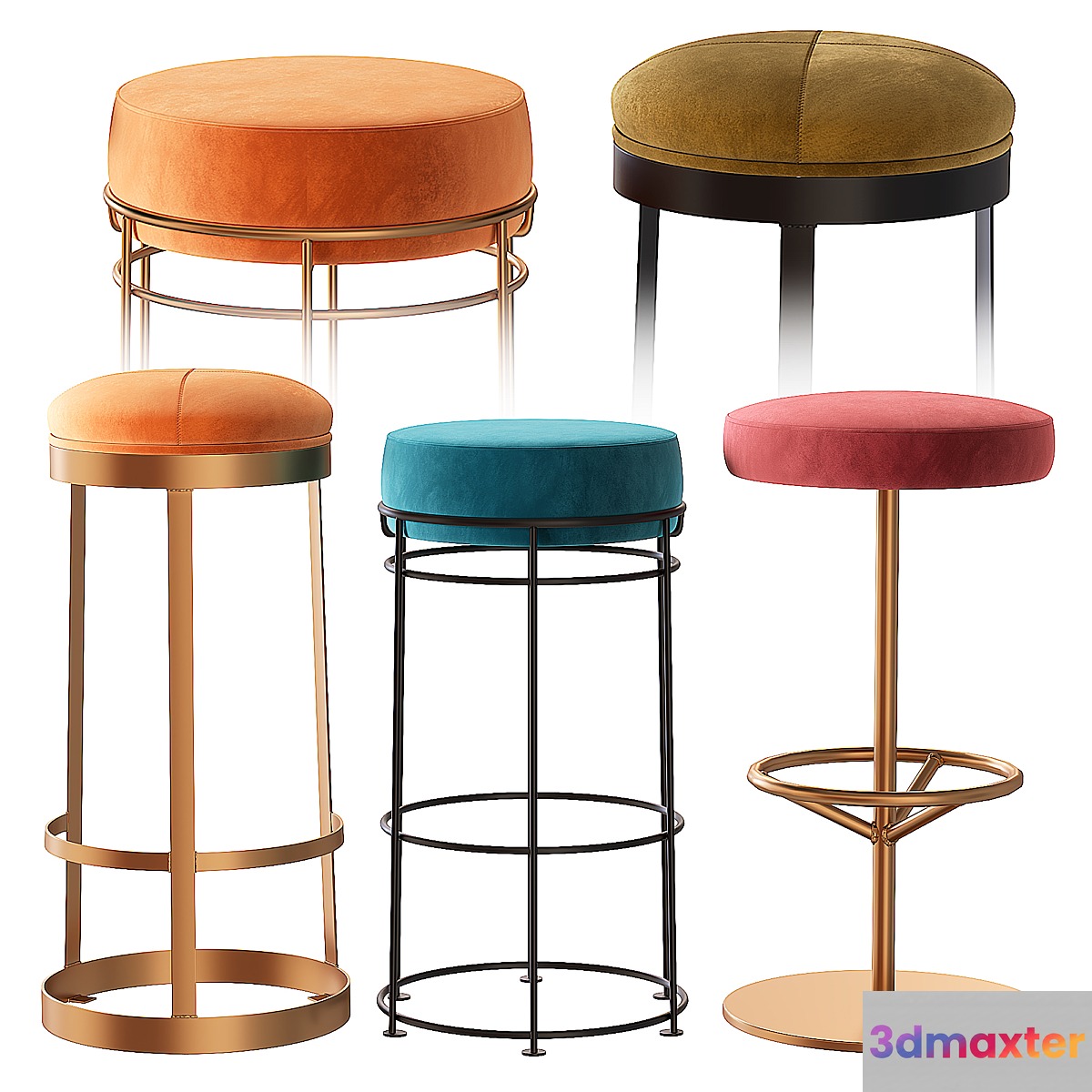 Industry West JAX bar stool 3D Max