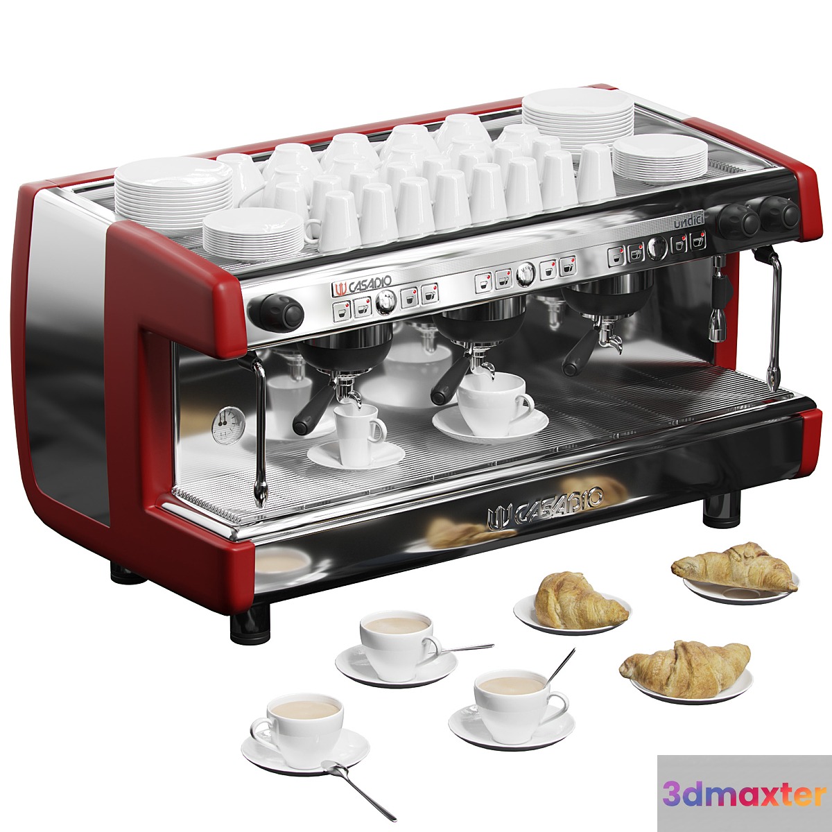 Casadio Undici A3 coffee machine with croissants