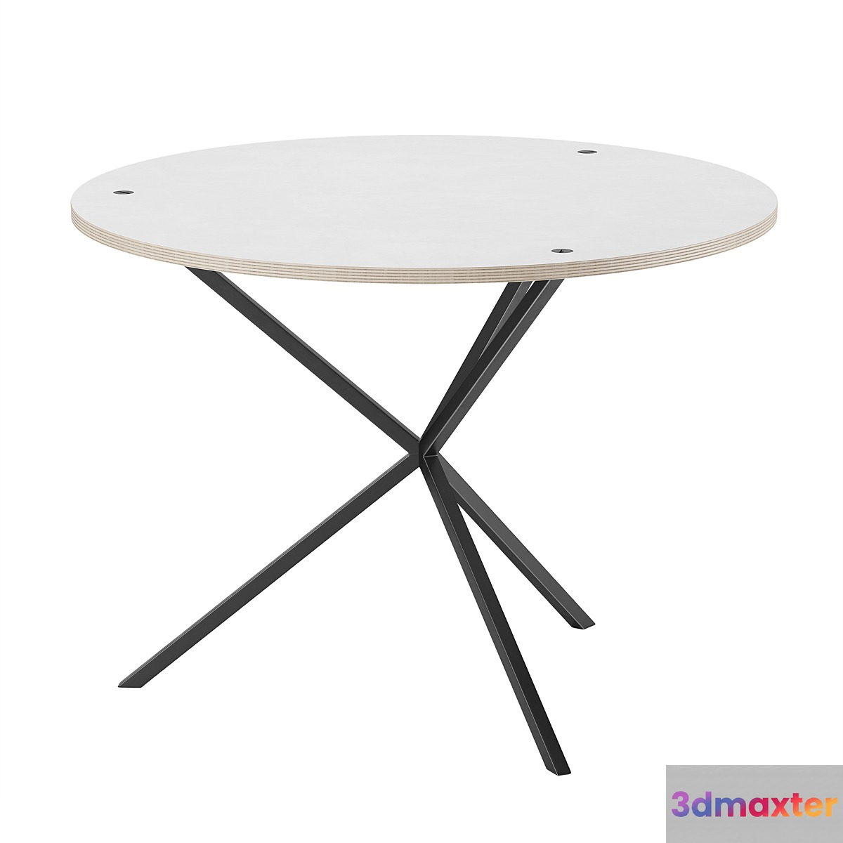 NEB Round Table White Laminate Black 1000x1000