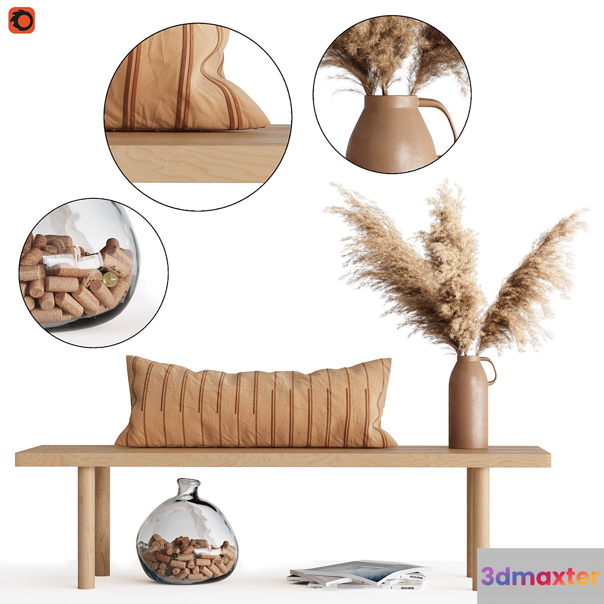 Decoration Set 05 pampas & table