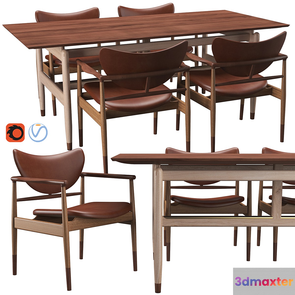 48 Chair & Kaufmann Table 3D Max