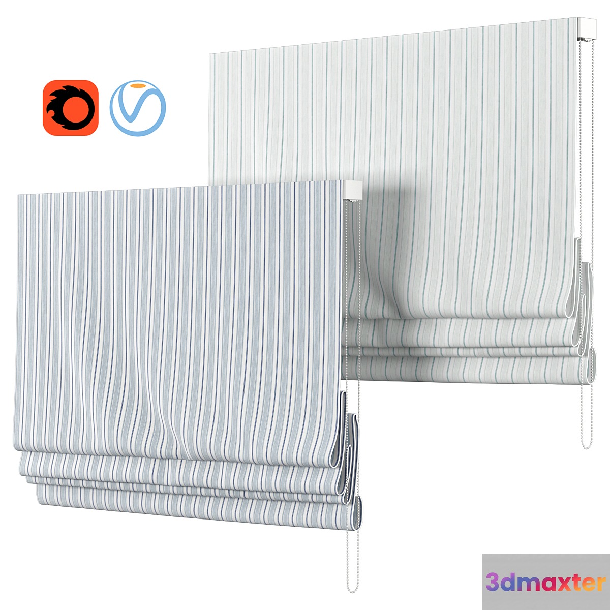 Roman Curtains 27 | Laura Ashley | Heacham stripe 3D Max