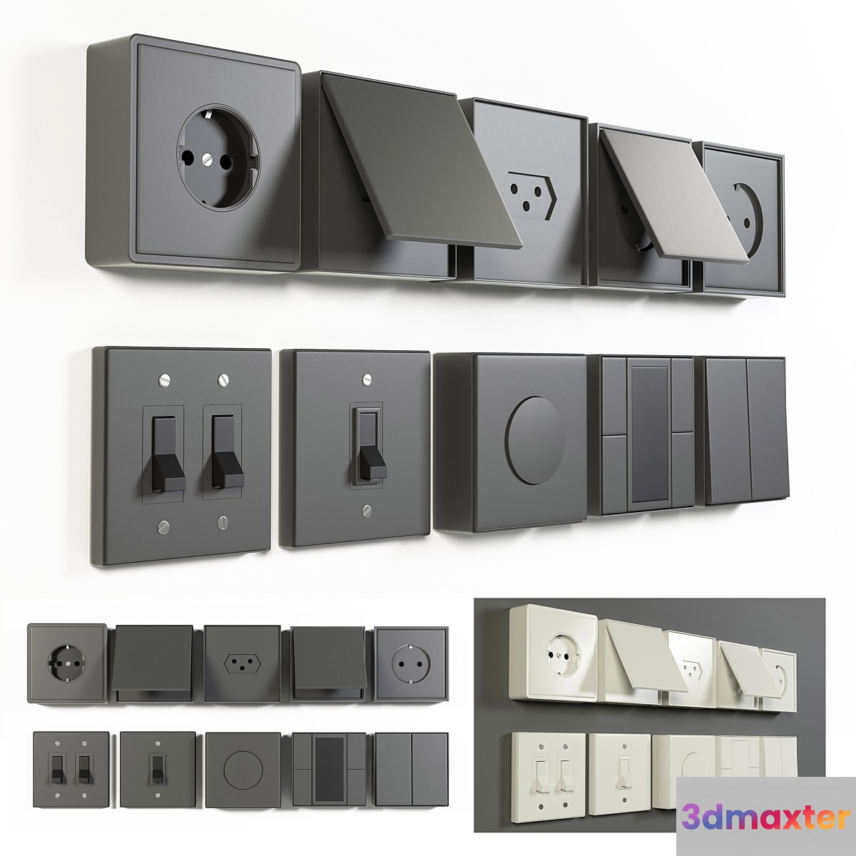 Jung LS 990 outlet & electric switches 3D Max