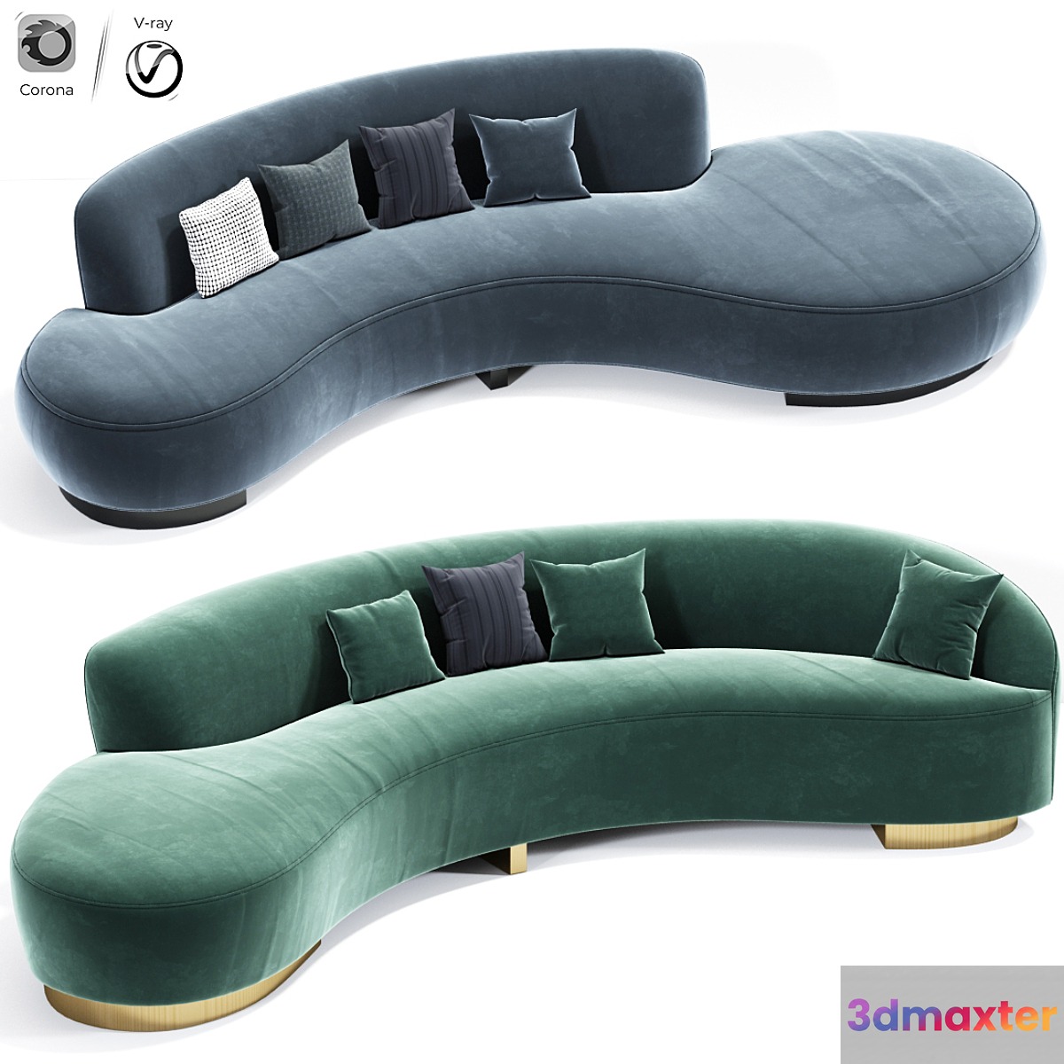 Serpentine Sofa And Freeform Curve Vladimir Sofa Set 3D Max
