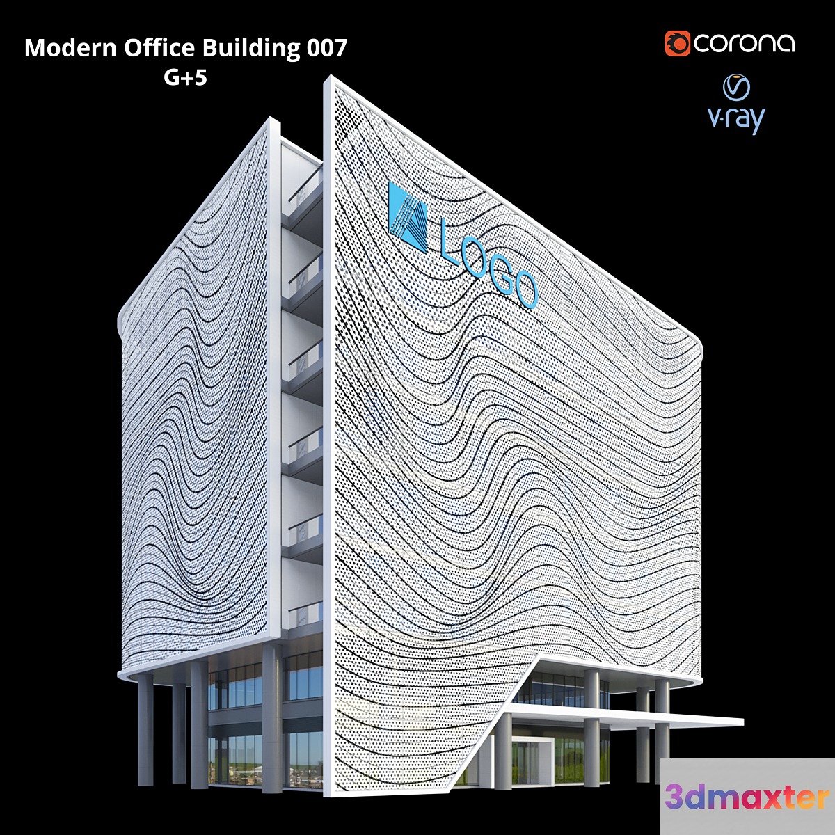 Modern Office Building 007 G + 5 3D Max