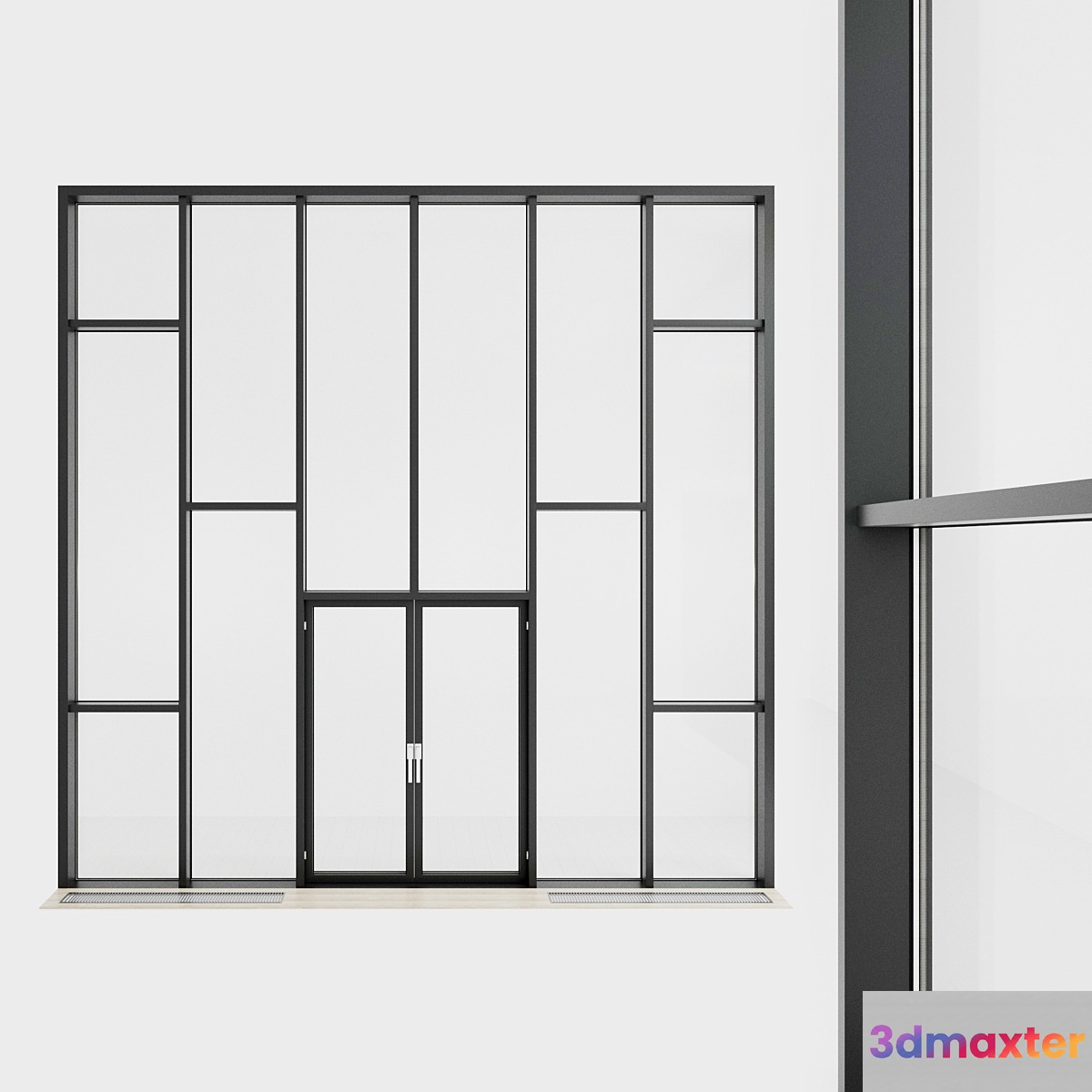 Panoramic glazing. Stained glass window. thirty 3D Max