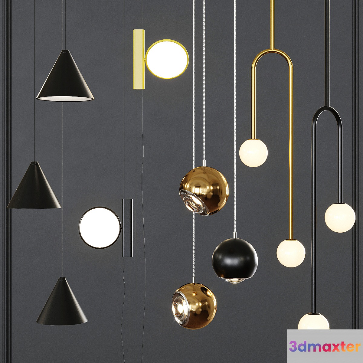 Pendant lights set 031 3D Max