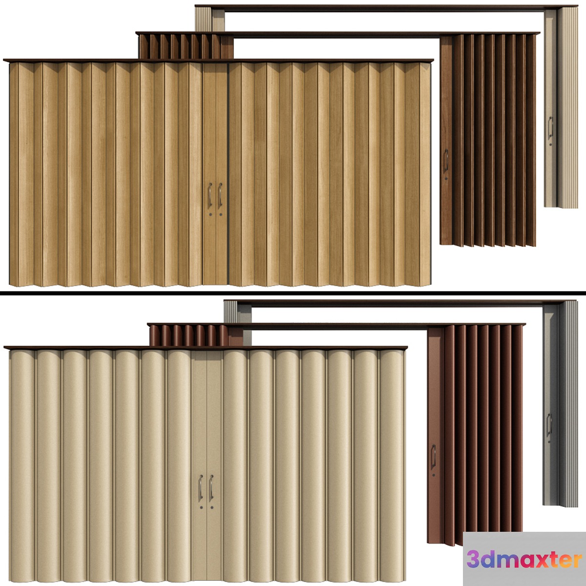 Sliding Partition made of wood and PVC 3D Max
